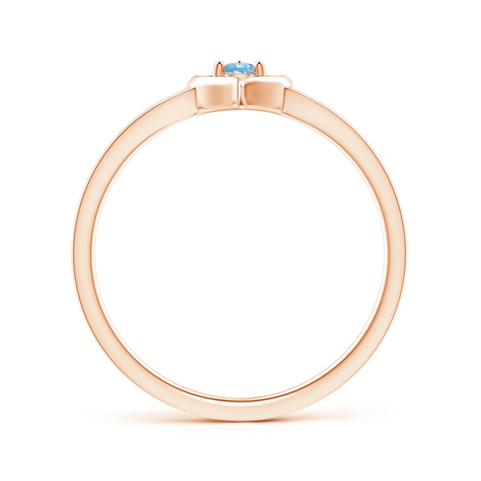 2.5mm AAAA Floating Round Aquamarine Open Heart Promise Ring in Rose Gold Side-1