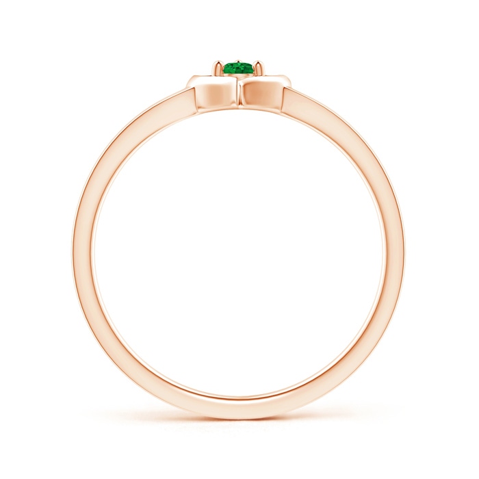 2.5mm AAAA Floating Round Emerald Open Heart Promise Ring in Rose Gold Product Image