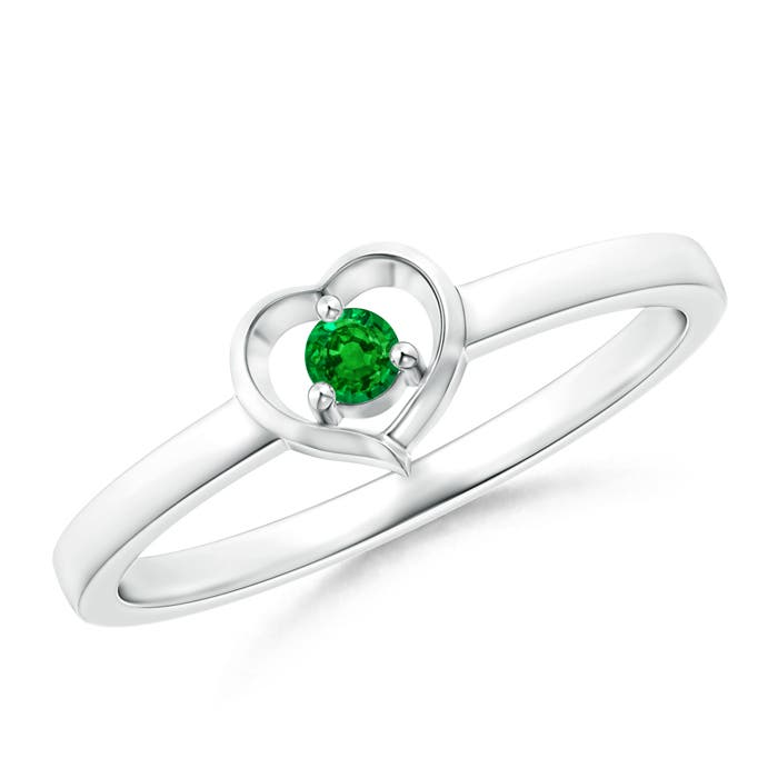 AAAA - Emerald / 0.06 CT / 14 KT White Gold