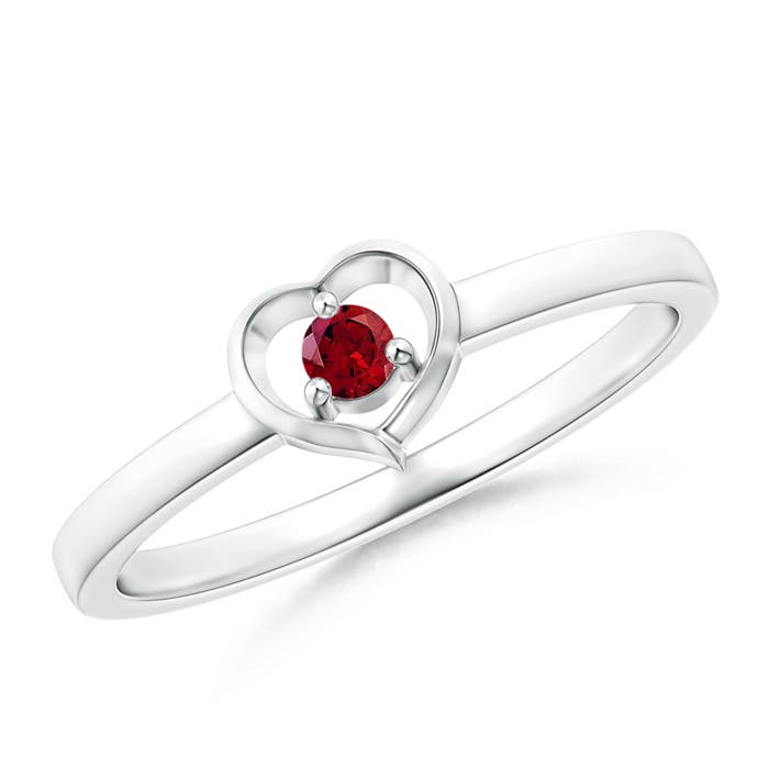 AAAA - Garnet / 0.08 CT / 14 KT White Gold