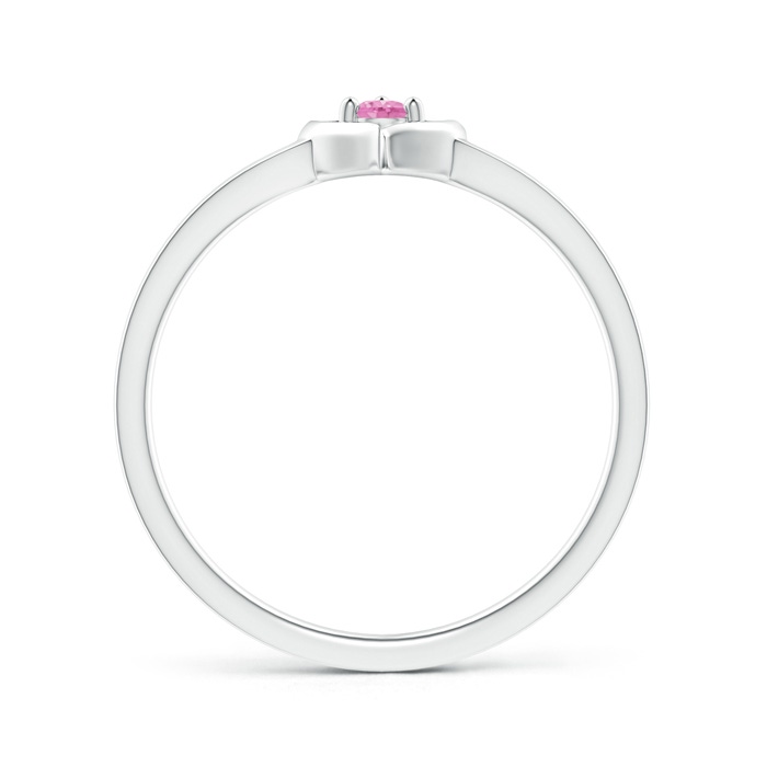 2.5mm A Floating Round Pink Sapphire Open Heart Promise Ring in White Gold side-1