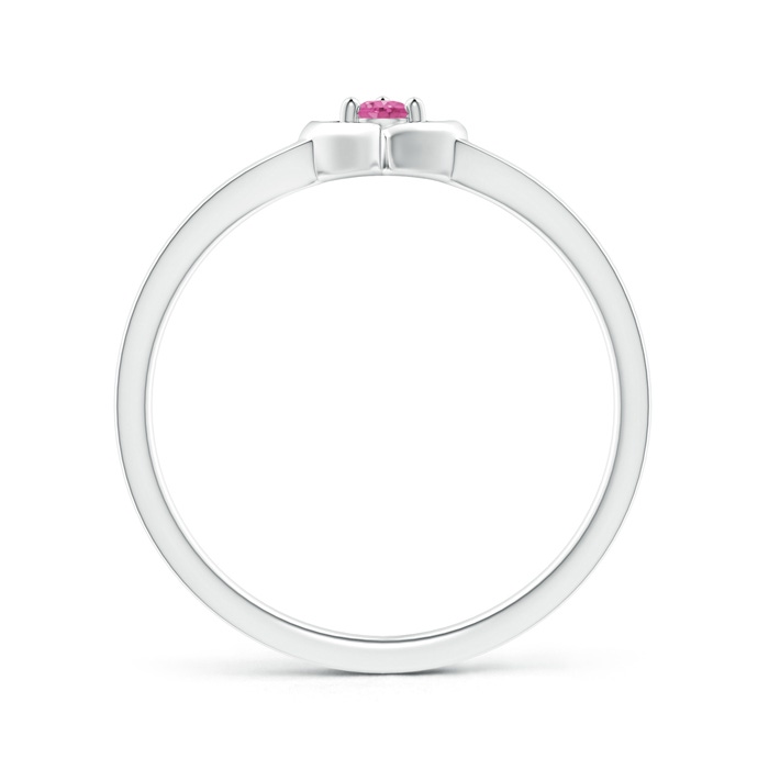 2.5mm AAA Floating Round Pink Sapphire Open Heart Promise Ring in White Gold side-1