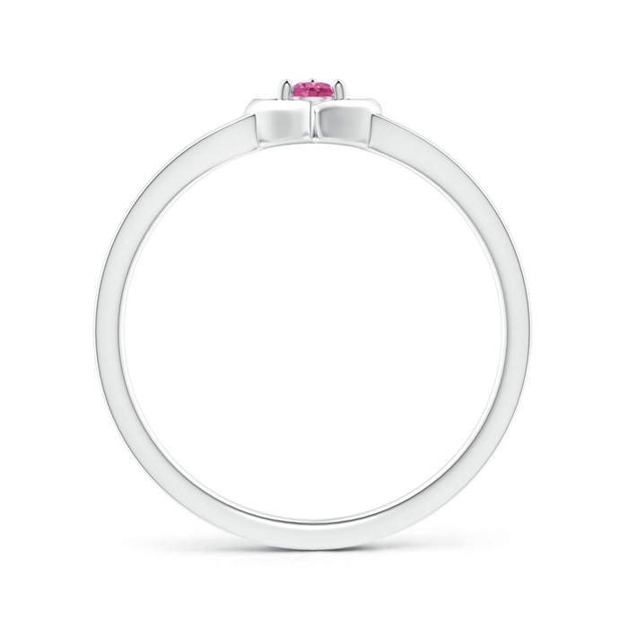 2.5mm AAAA Floating Round Pink Sapphire Open Heart Promise Ring in S999 Silver side-1
