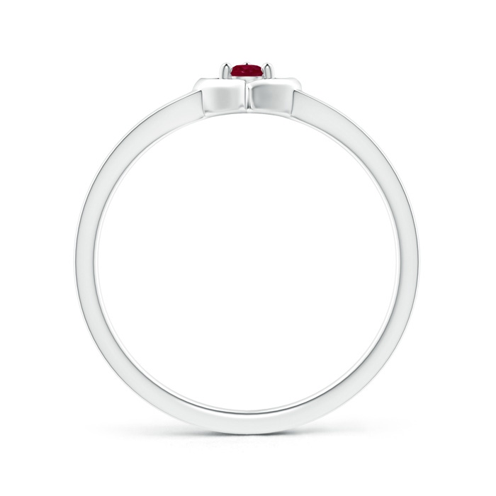 2.5mm A Floating Round Ruby Open Heart Promise Ring in S999 Silver side-1