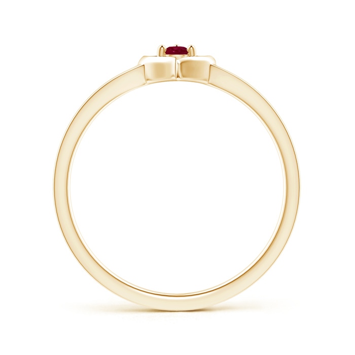 2.5mm A Floating Round Ruby Open Heart Promise Ring in Yellow Gold side-1