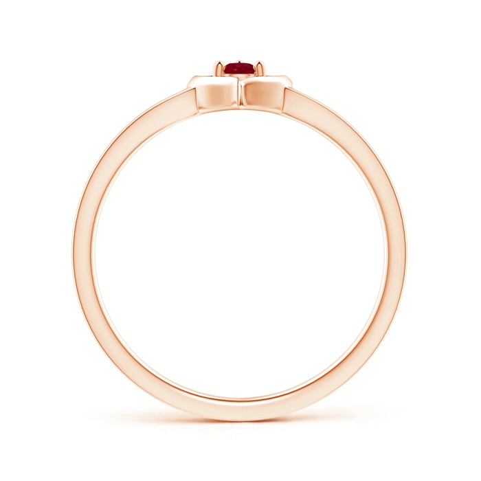 2.5mm AA Floating Round Ruby Open Heart Promise Ring in Rose Gold side-1