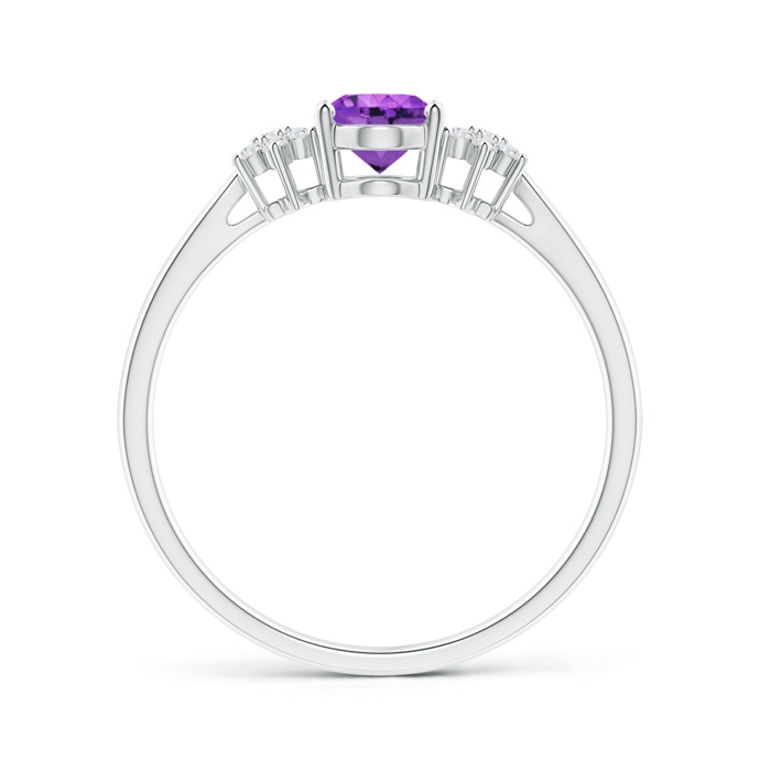 7x5mm AAA Oval Amethyst Solitaire Ring with Diamond Clustres in White Gold Product Image