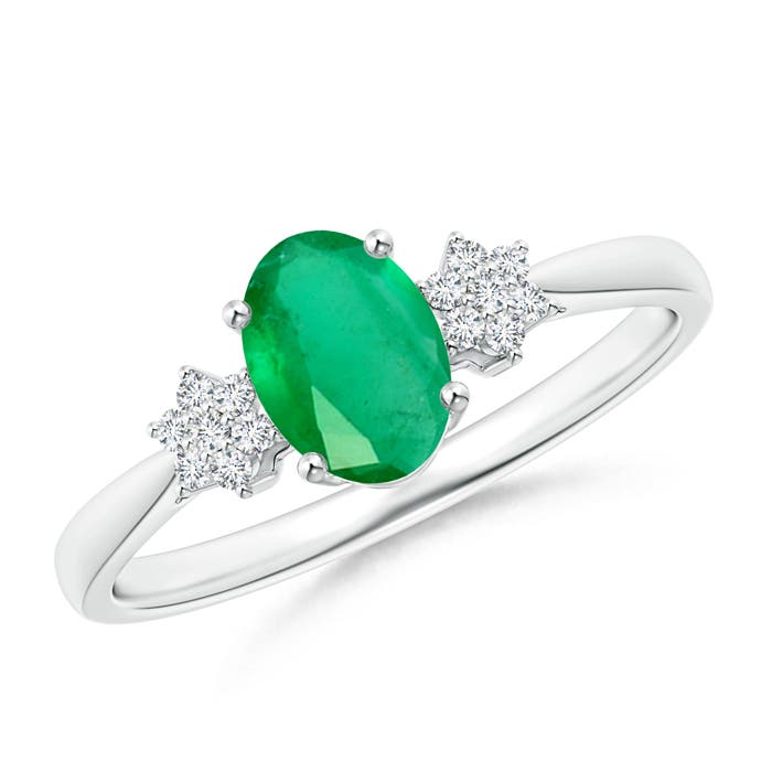 A - Emerald / 0.74 CT / 14 KT White Gold