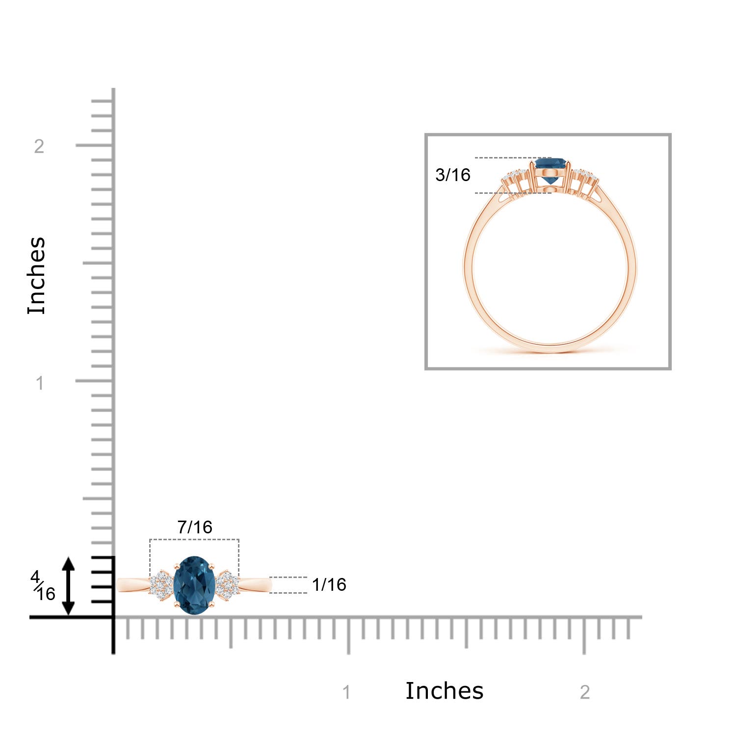 AA - London Blue Topaz / 1.03 CT / 14 KT Rose Gold