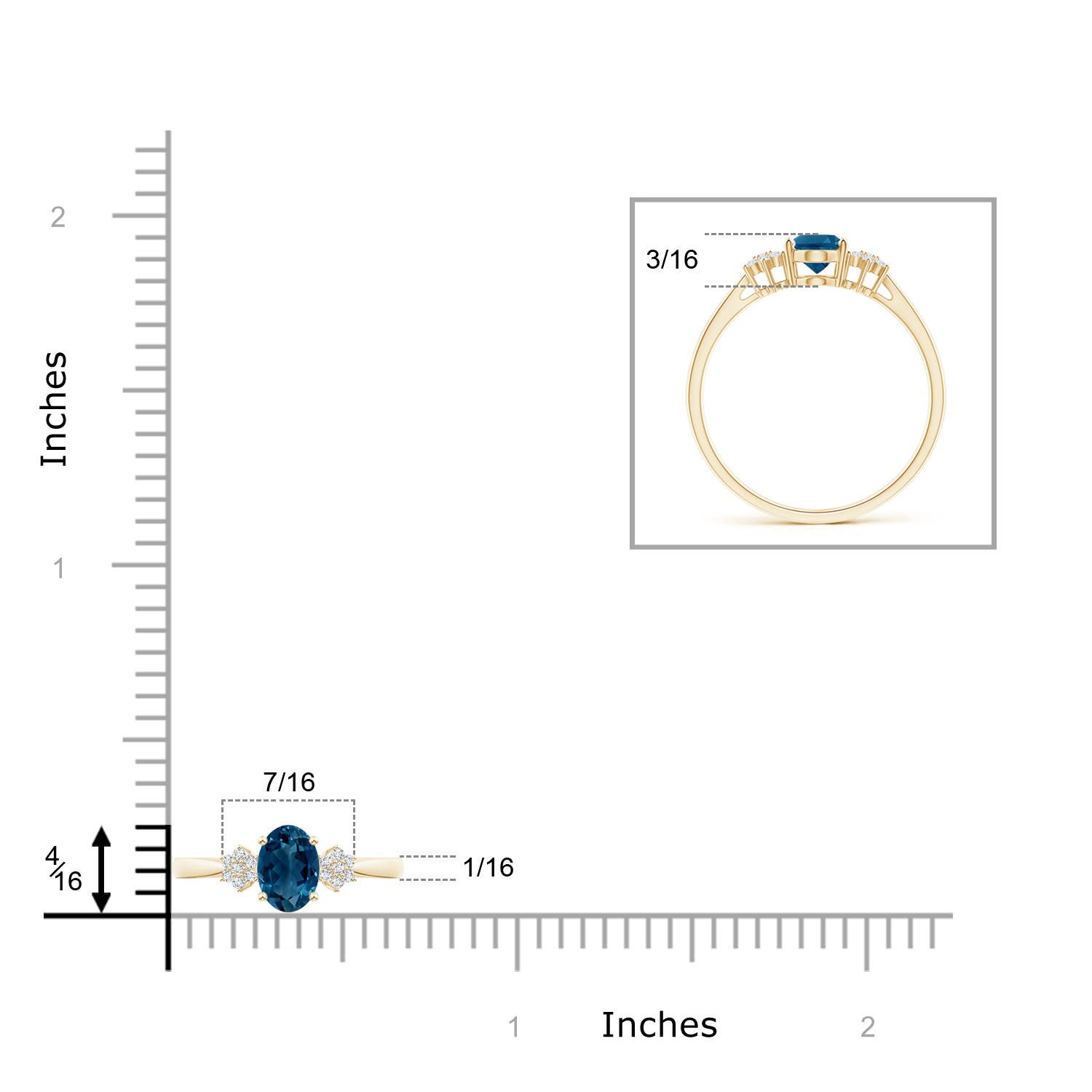 AAAA - London Blue Topaz / 1.03 CT / 14 KT Yellow Gold