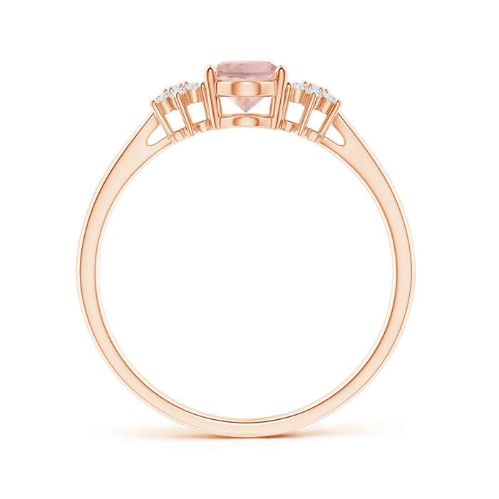 7x5mm AAAA Oval Morganite Solitaire Ring with Diamond Clustres in Rose Gold Product Image