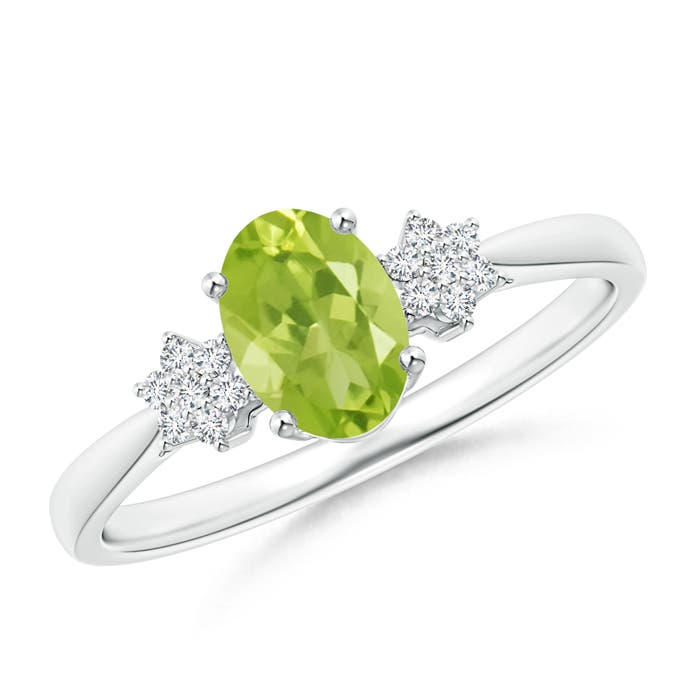 AA - Peridot / 0.93 CT / 14 KT White Gold