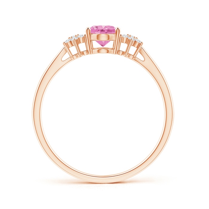 7x5mm A Oval Pink Sapphire Solitaire Ring with Diamond Clusters in Rose Gold product image
