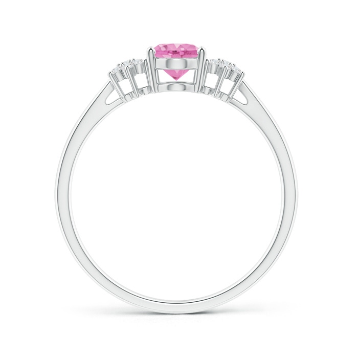 7x5mm A Oval Pink Sapphire Solitaire Ring with Diamond Clusters in White Gold product image