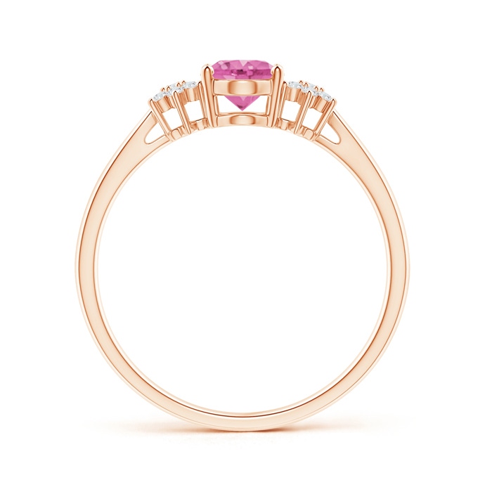 7x5mm AA Oval Pink Sapphire Solitaire Ring with Diamond Clusters in Rose Gold product image