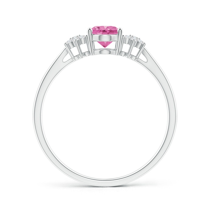 7x5mm AA Oval Pink Sapphire Solitaire Ring with Diamond Clustres in White Gold product image