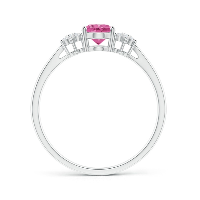 7x5mm AAA Oval Pink Sapphire Solitaire Ring with Diamond Clustres in White Gold product image