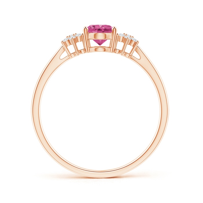 7x5mm AAAA Oval Pink Sapphire Solitaire Ring with Diamond Clusters in Rose Gold product image