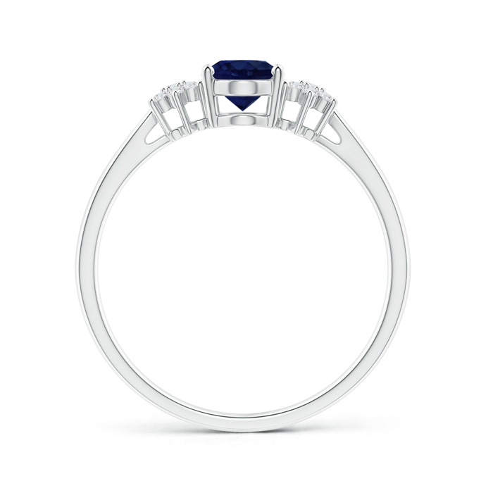 7x5mm A Oval Sapphire Solitaire Ring with Diamond Clusters in White Gold product image