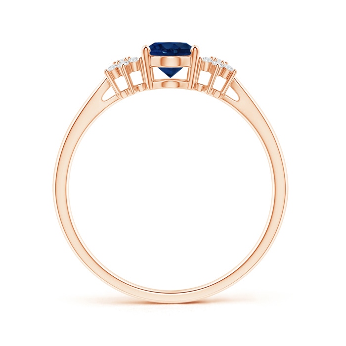 7x5mm AA Oval Sapphire Solitaire Ring with Diamond Clusters in Rose Gold product image