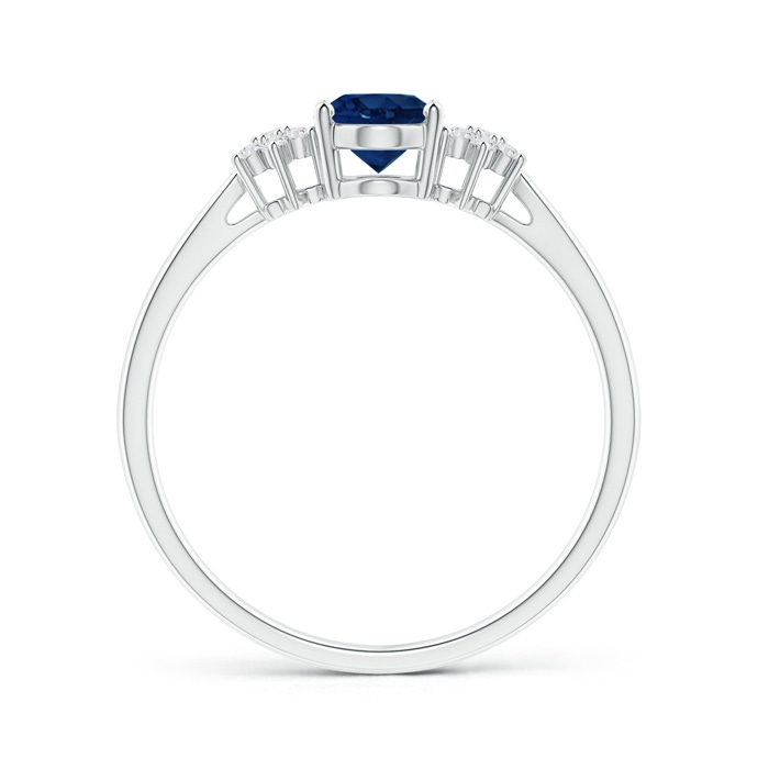 7x5mm AA Oval Sapphire Solitaire Ring with Diamond Clusters in White Gold product image