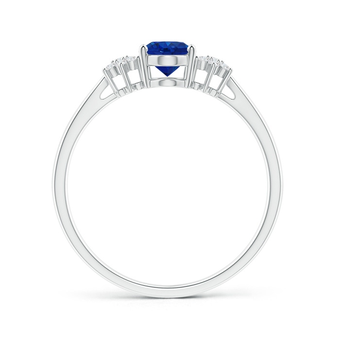 7x5mm AAA Oval Sapphire Solitaire Ring with Diamond Clusters in White Gold product image