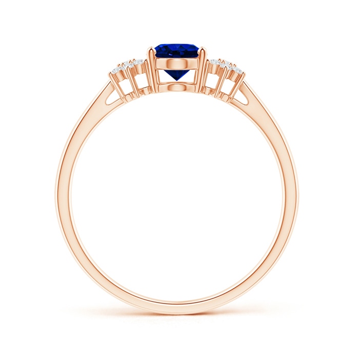 7x5mm AAAA Oval Sapphire Solitaire Ring with Diamond Clusters in Rose Gold product image