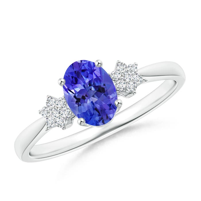 AAA - Tanzanite / 0.88 CT / 14 KT White Gold