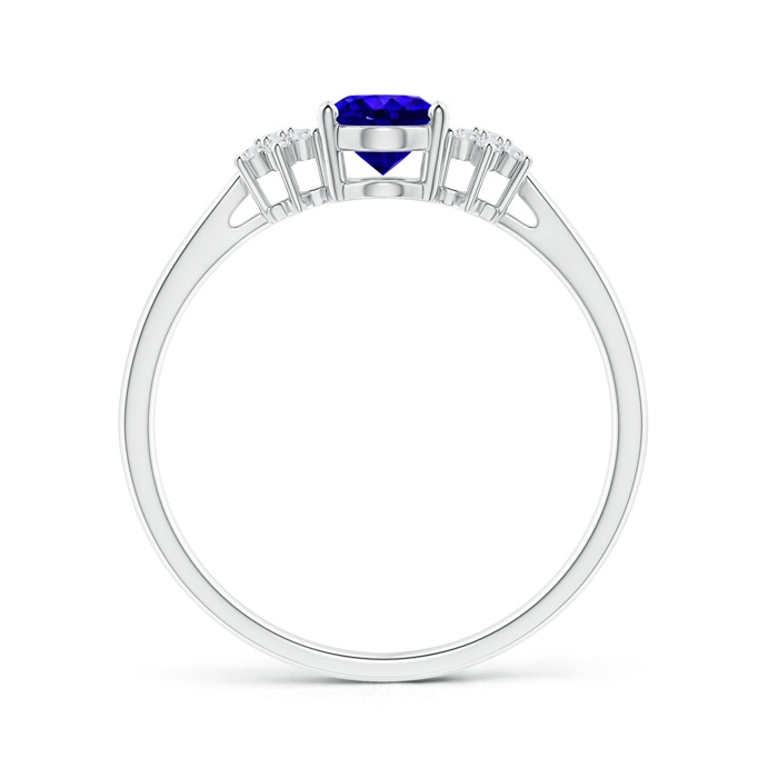 7x5mm AAAA Oval Tanzanite Solitaire Ring with Diamond Clustres in White Gold Product Image