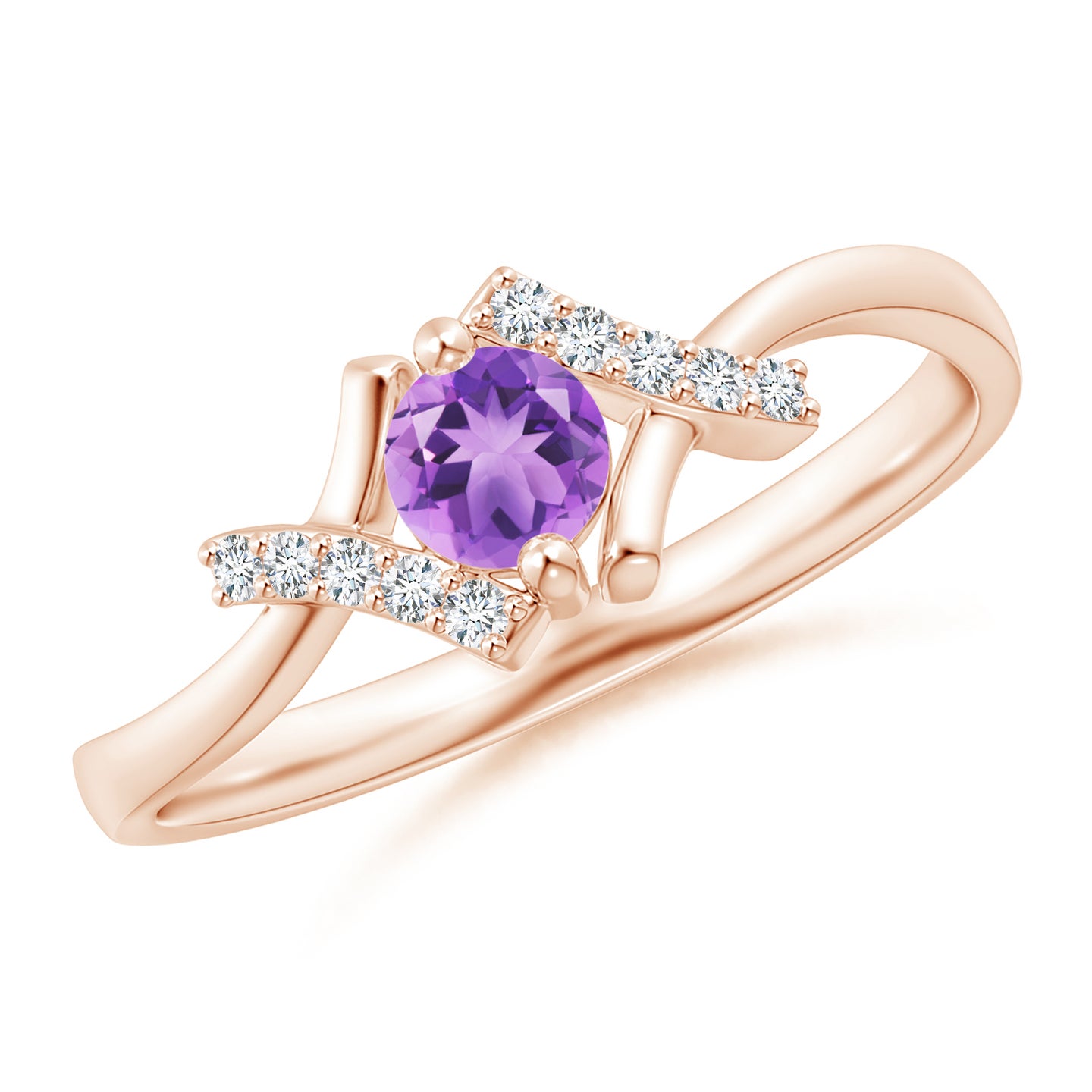 Solitaire Amethyst Bypass Promise Ring with Diamond Accents