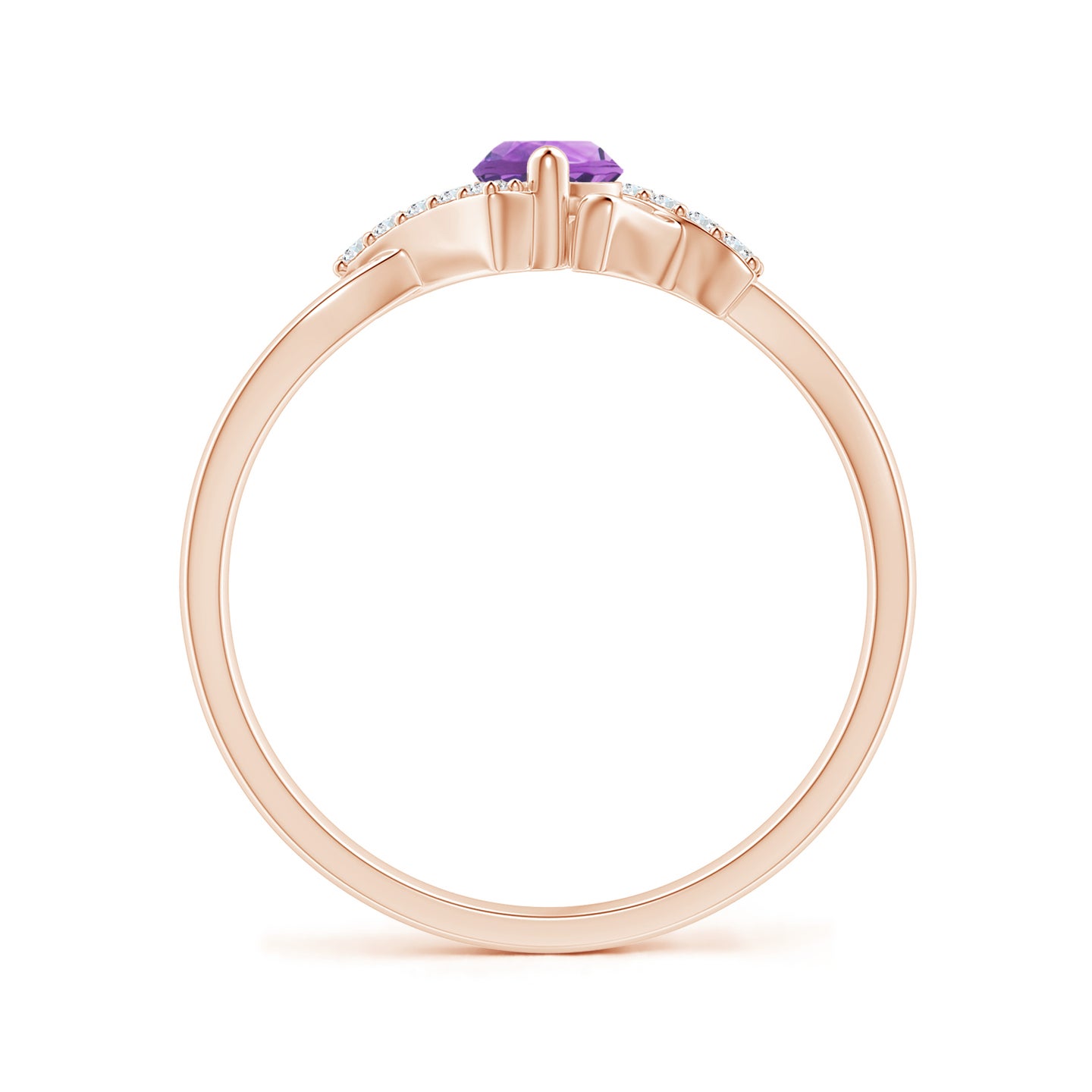 Solitaire Amethyst Bypass Promise Ring with Diamond Accents