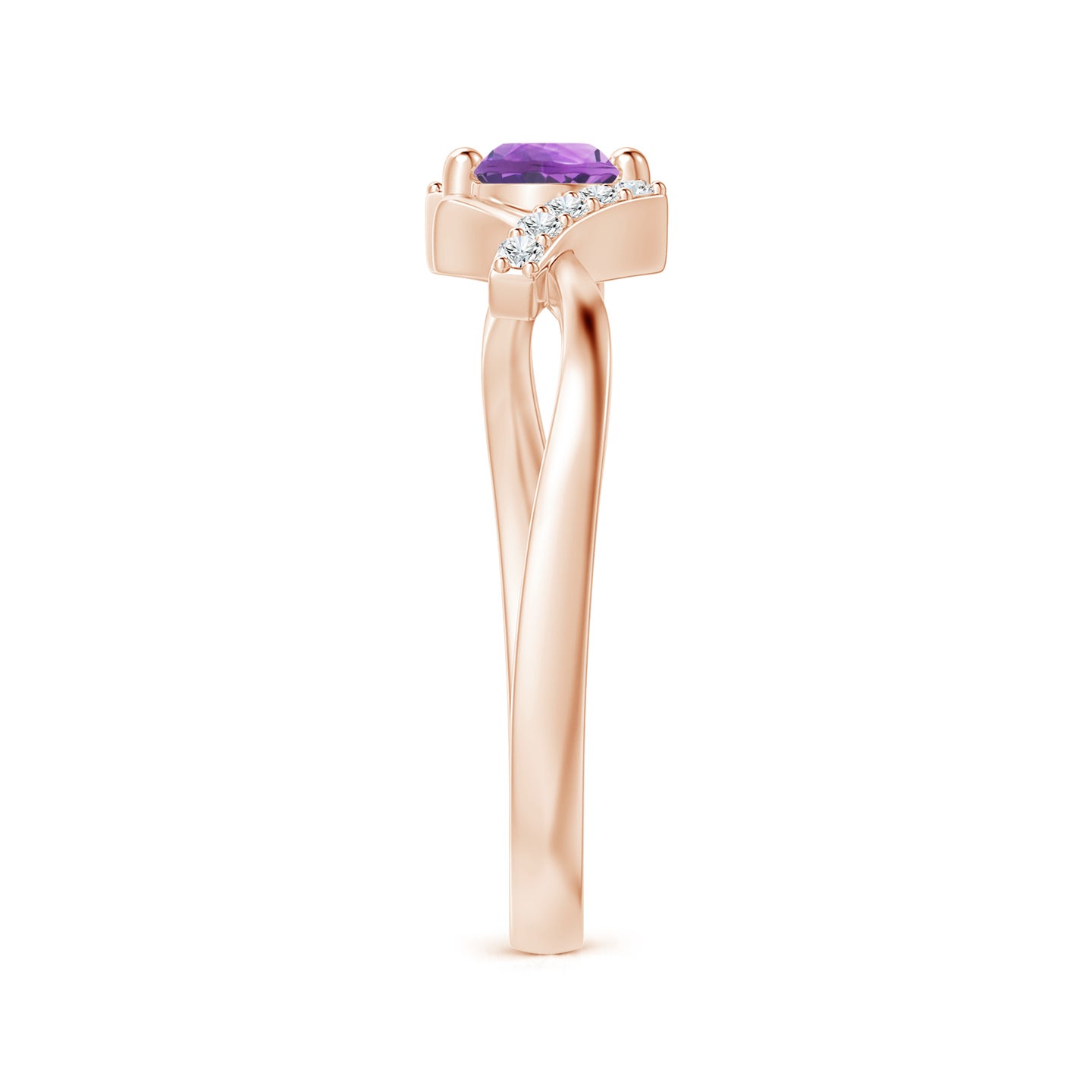 Solitaire Amethyst Bypass Promise Ring with Diamond Accents