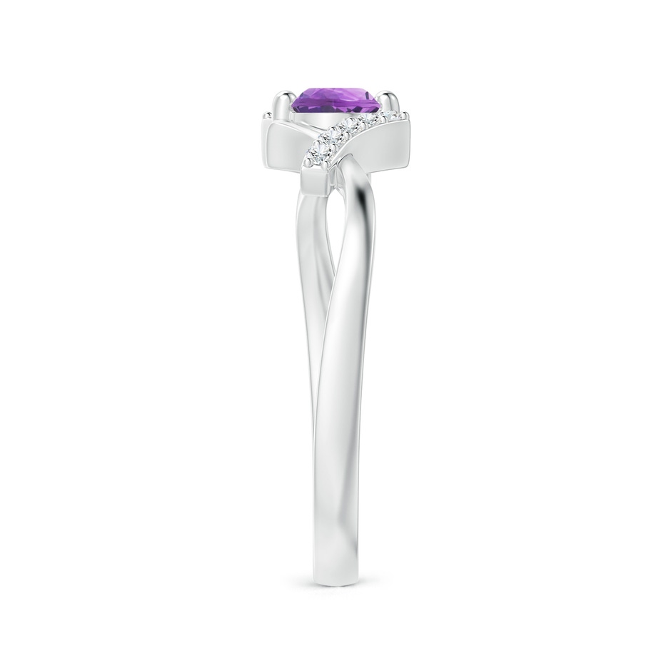 4mm A Solitaire Amethyst Bypass Promise Ring with Diamond Accents in White Gold side-2