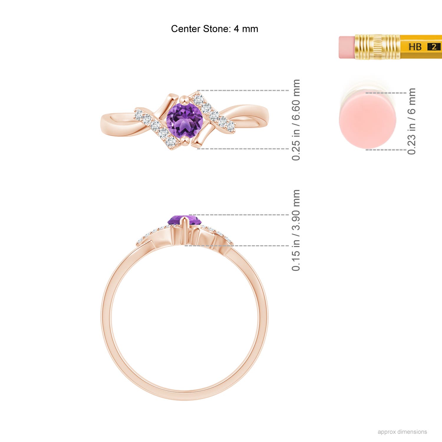 AA - Amethyst / 0.31 CT / 14 KT Rose Gold