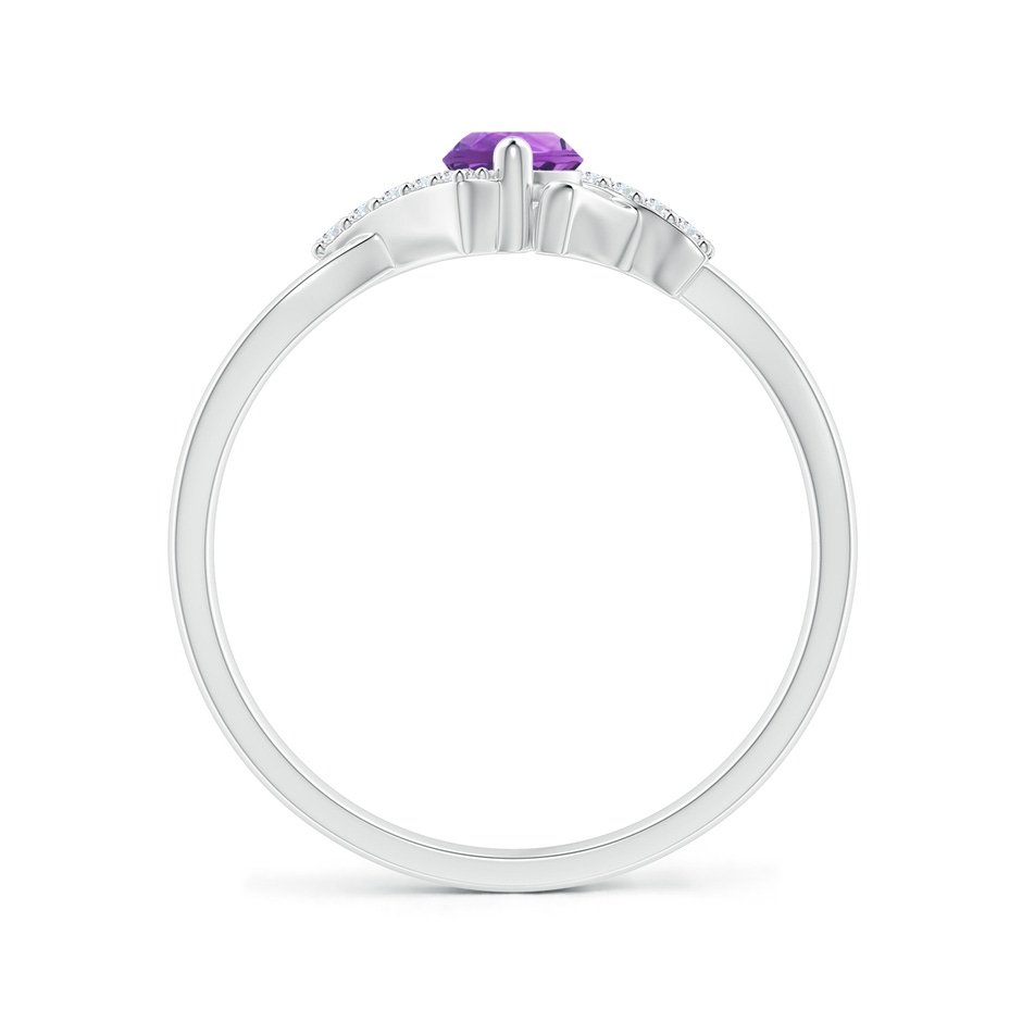 4mm AA Solitaire Amethyst Bypass Promise Ring with Diamond Accents in S999 Silver side-1