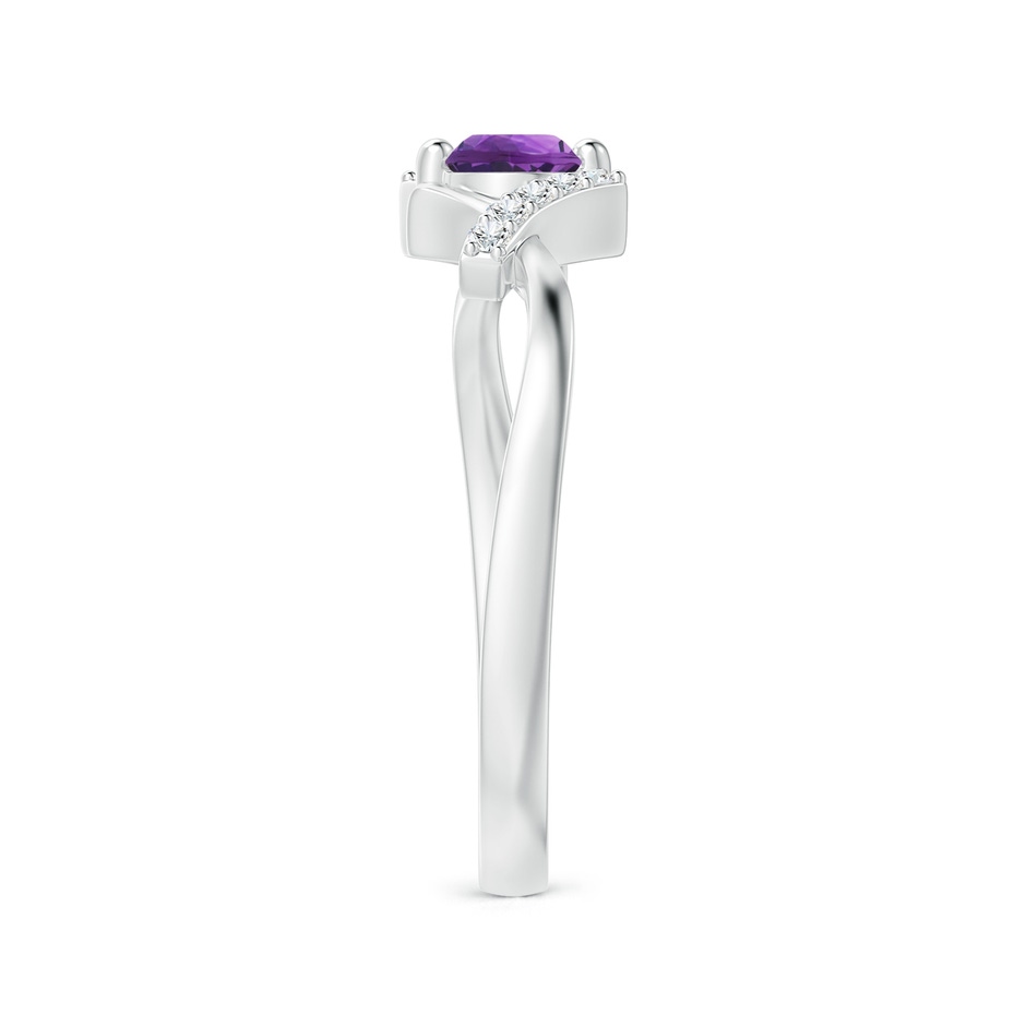 4mm AAA Solitaire Amethyst Bypass Promise Ring with Diamond Accents in S999 Silver side-2