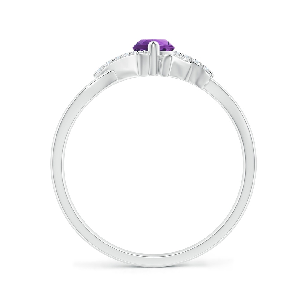 4mm AAA Solitaire Amethyst Bypass Promise Ring with Diamond Accents in White Gold Side-1