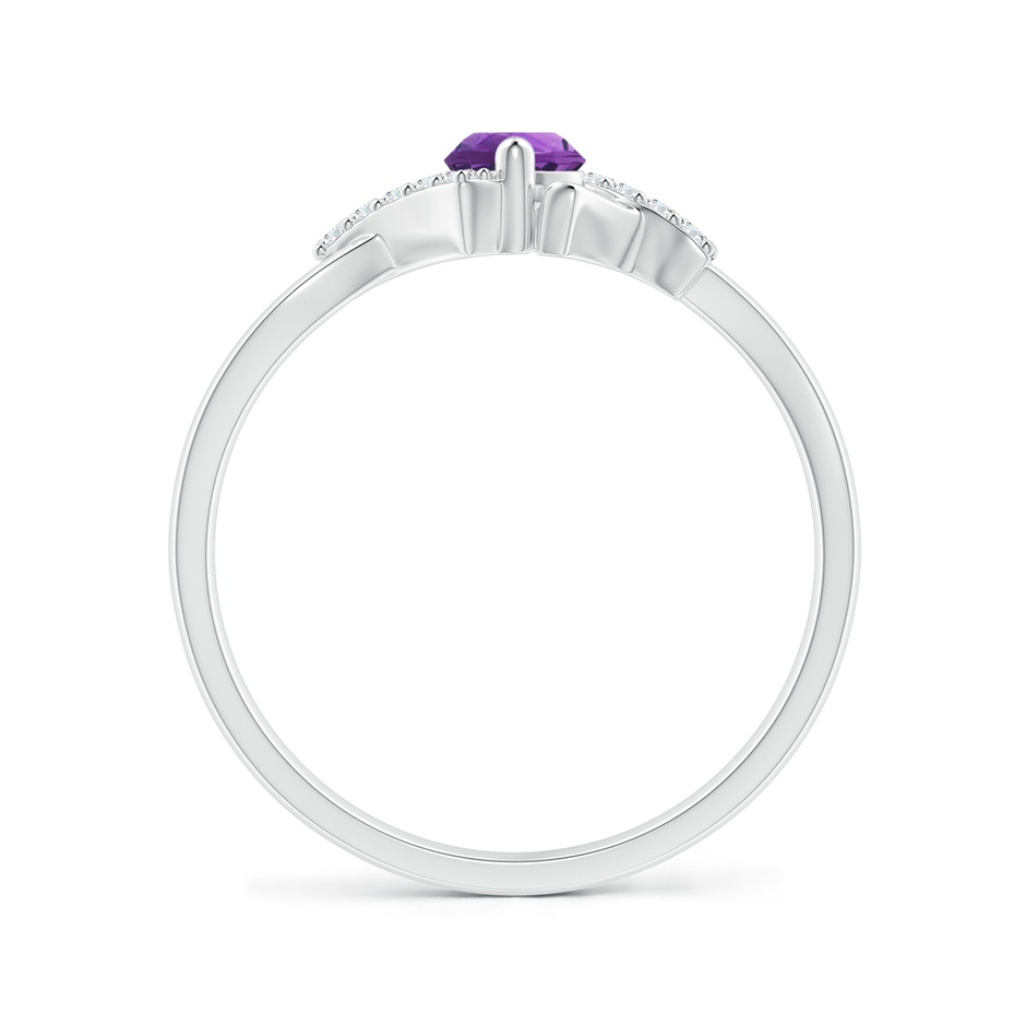 4mm AAA Solitaire Amethyst Bypass Promise Ring with Diamond Accents in White Gold side-1