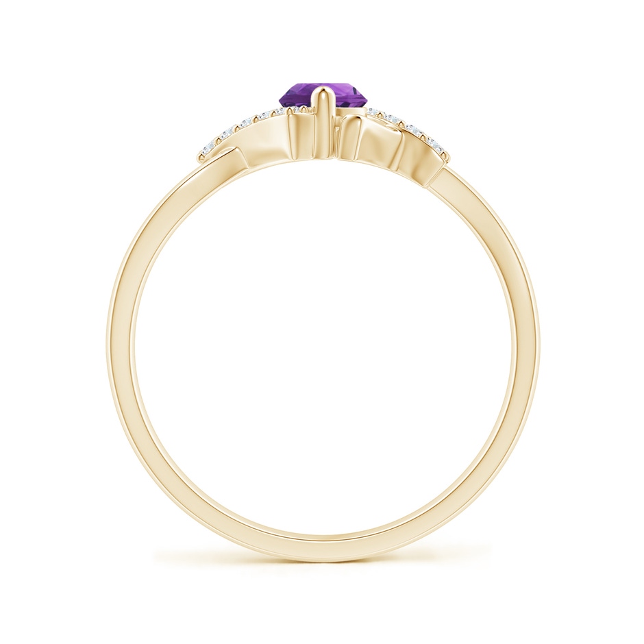 4mm AAA Solitaire Amethyst Bypass Promise Ring with Diamond Accents in Yellow Gold side-1