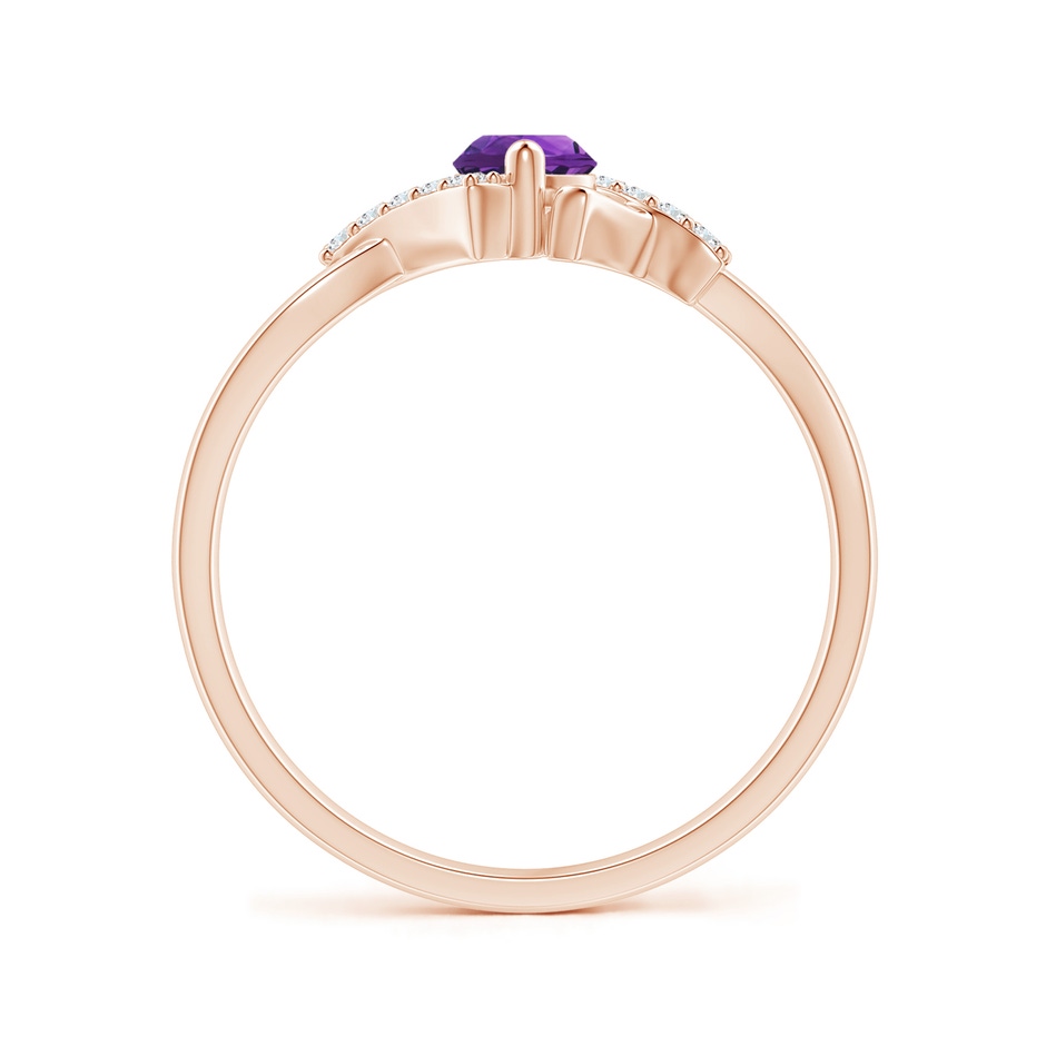4mm AAAA Solitaire Amethyst Bypass Promise Ring with Diamond Accents in Rose Gold side-1