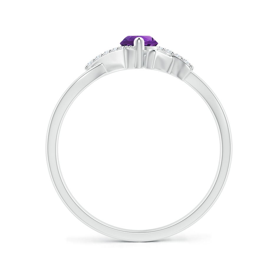 4mm AAAA Solitaire Amethyst Bypass Promise Ring with Diamond Accents in White Gold side-1