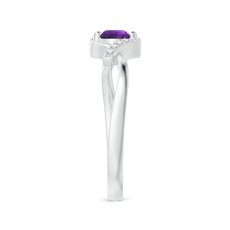 4mm AAAA Solitaire Amethyst Bypass Promise Ring with Diamond Accents in White Gold side-2