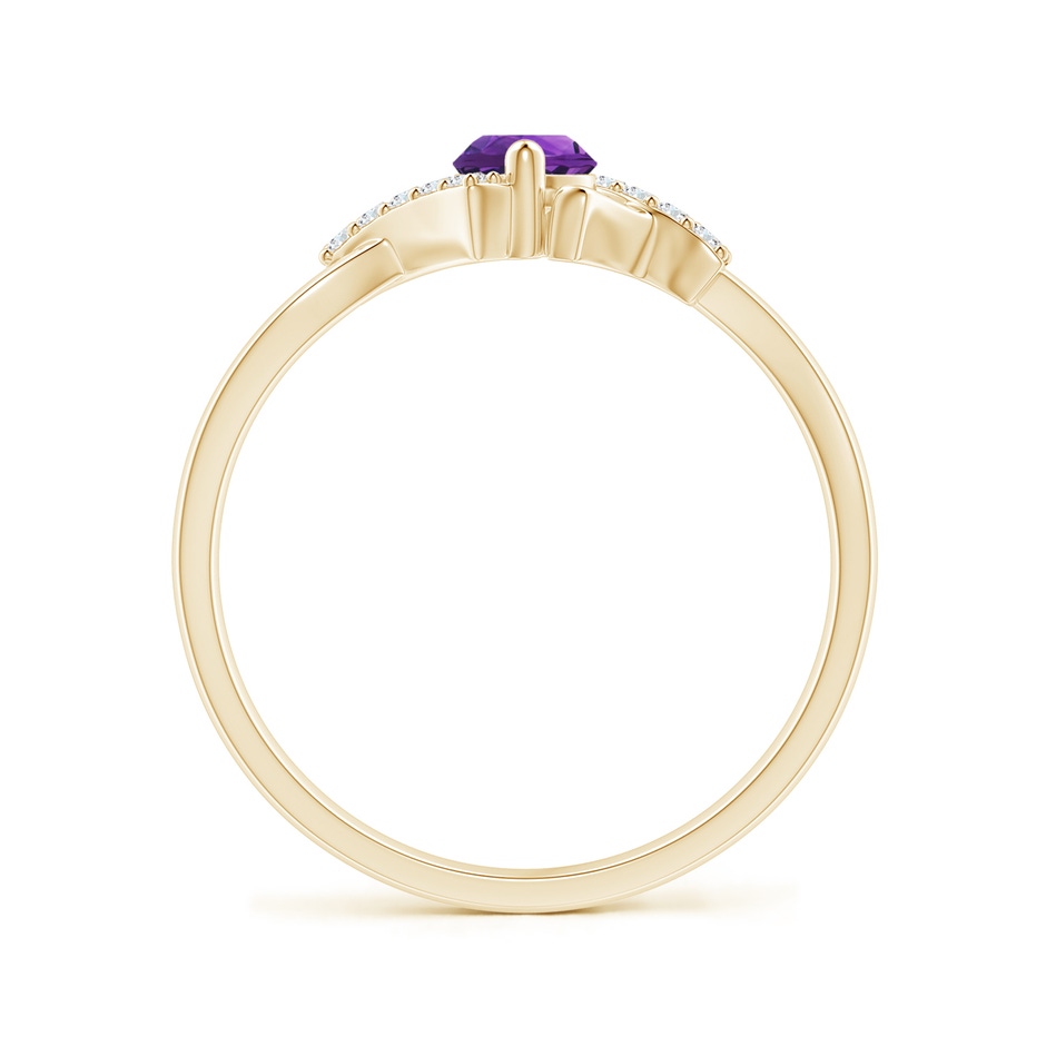 4mm AAAA Solitaire Amethyst Bypass Promise Ring with Diamond Accents in Yellow Gold side-1