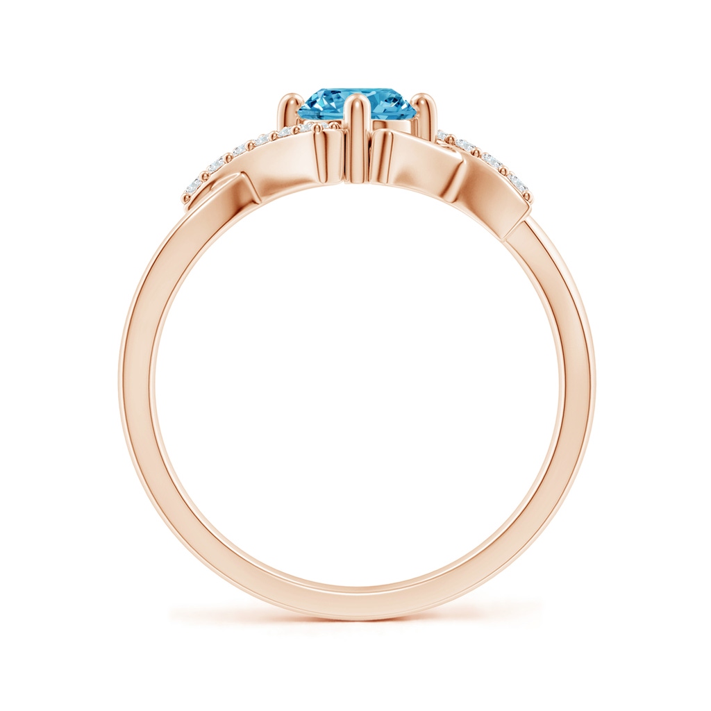5.1mm AAAA Solitaire Fancy Intense Blue Diamond Bypass Promise Ring with Accents in Rose Gold - side 199
