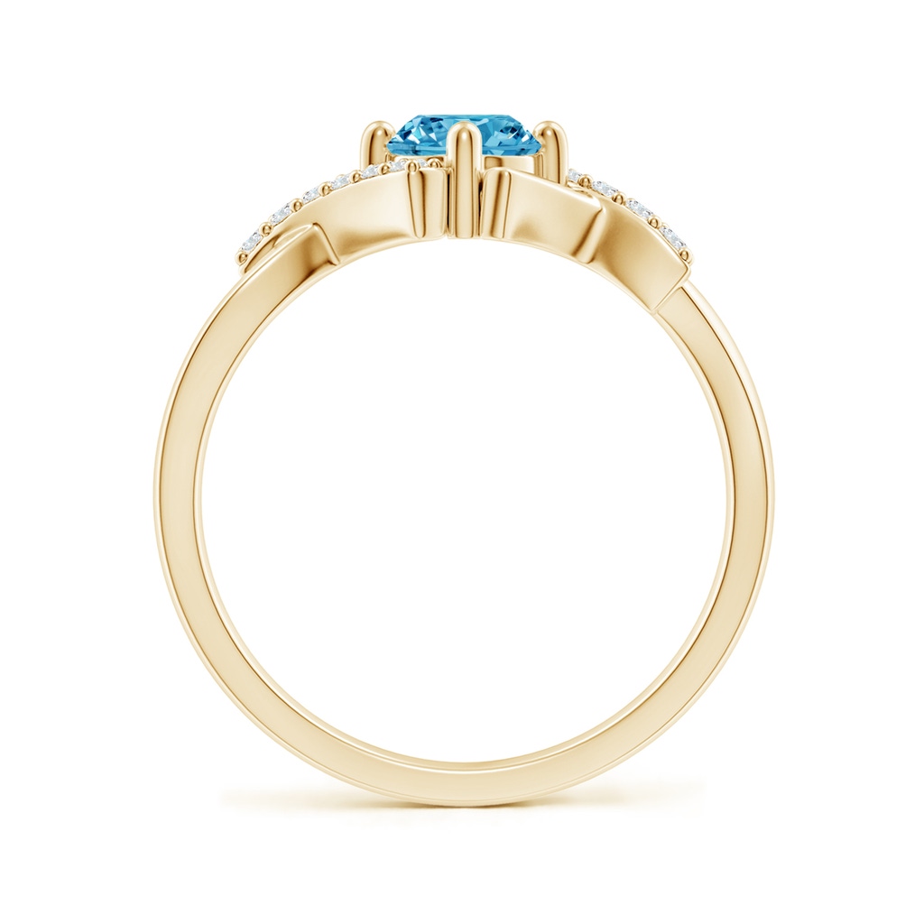 5.1mm AAAA Solitaire Fancy Intense Blue Diamond Bypass Promise Ring with Accents in Yellow Gold - side 199