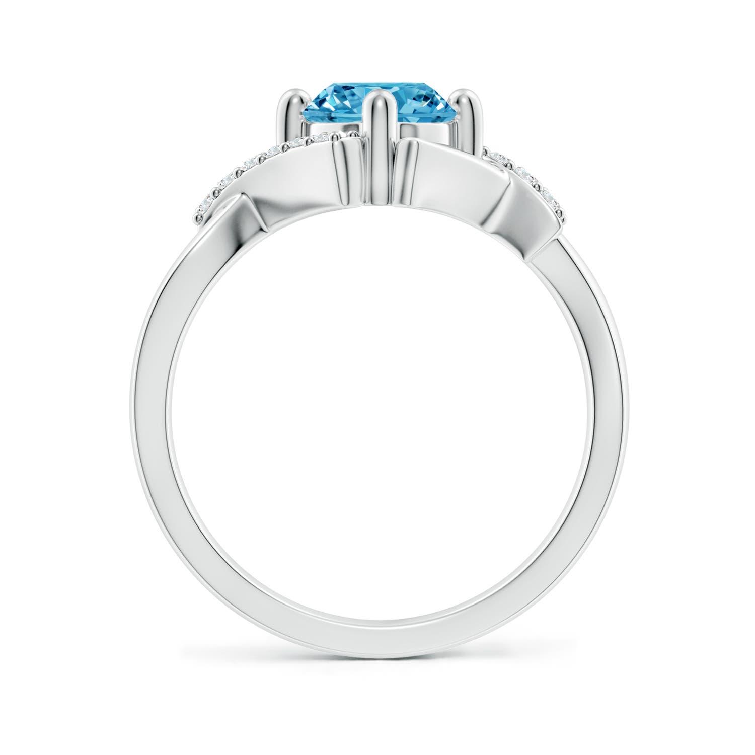 6.4mm AAAA Solitaire Fancy Intense Blue Diamond Bypass Promise Ring with Accents in White Gold - side 3