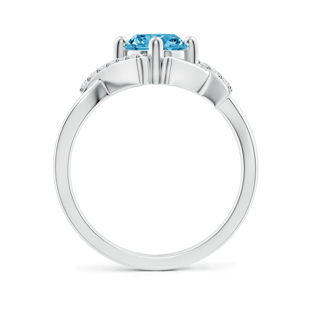 6.4mm AAAA Solitaire Fancy Intense Blue Diamond Bypass Promise Ring with Accents in White Gold - side 199