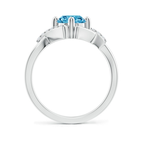 6.4mm AAAA Solitaire Fancy Intense Blue Diamond Bypass Promise Ring with Accents in White Gold - side 3