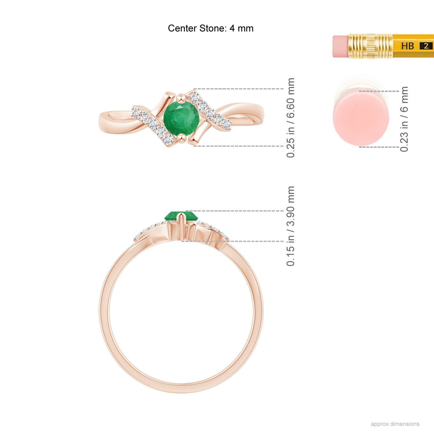 A - Emerald / 0.3 CT / 14 KT Rose Gold