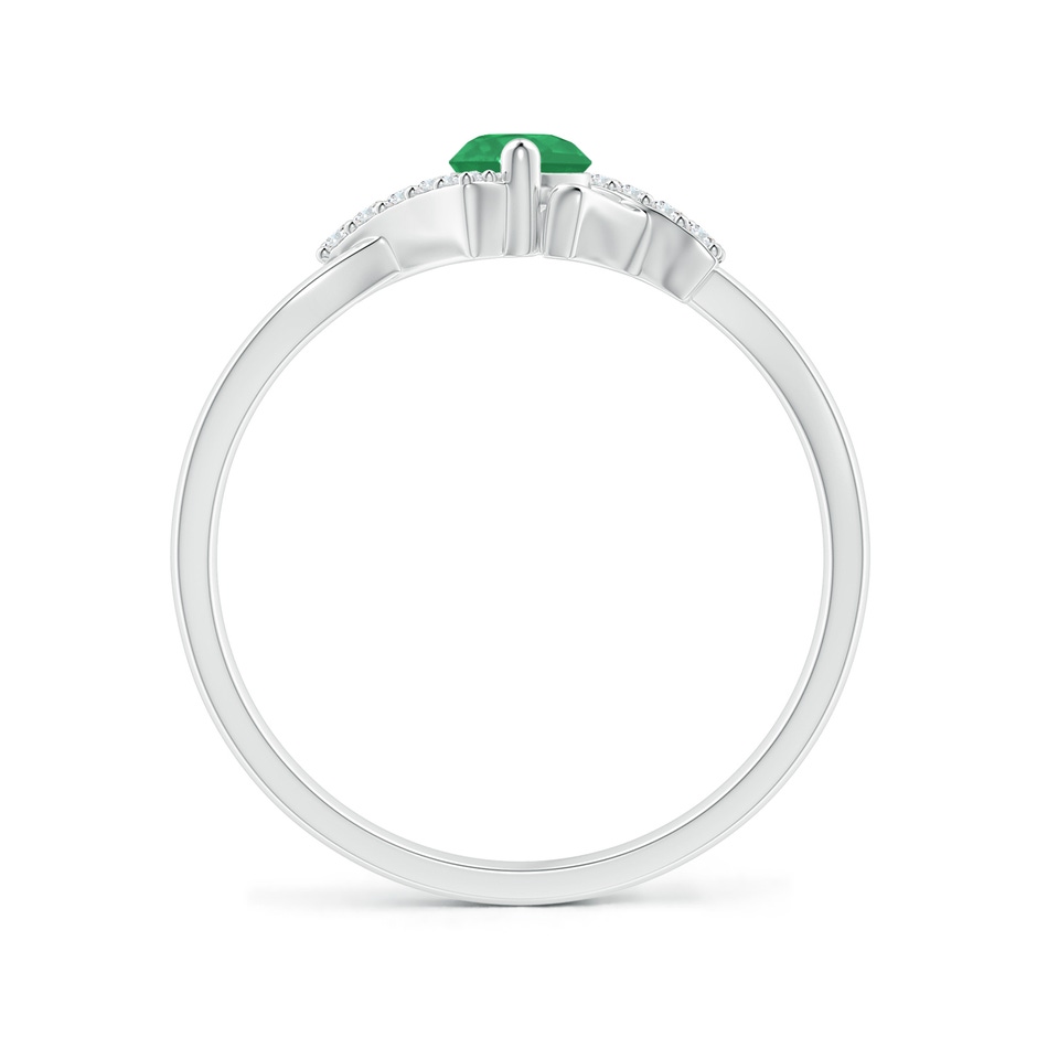 4mm A Solitaire Emerald Bypass Promise Ring with Diamond Accents in White Gold side 199